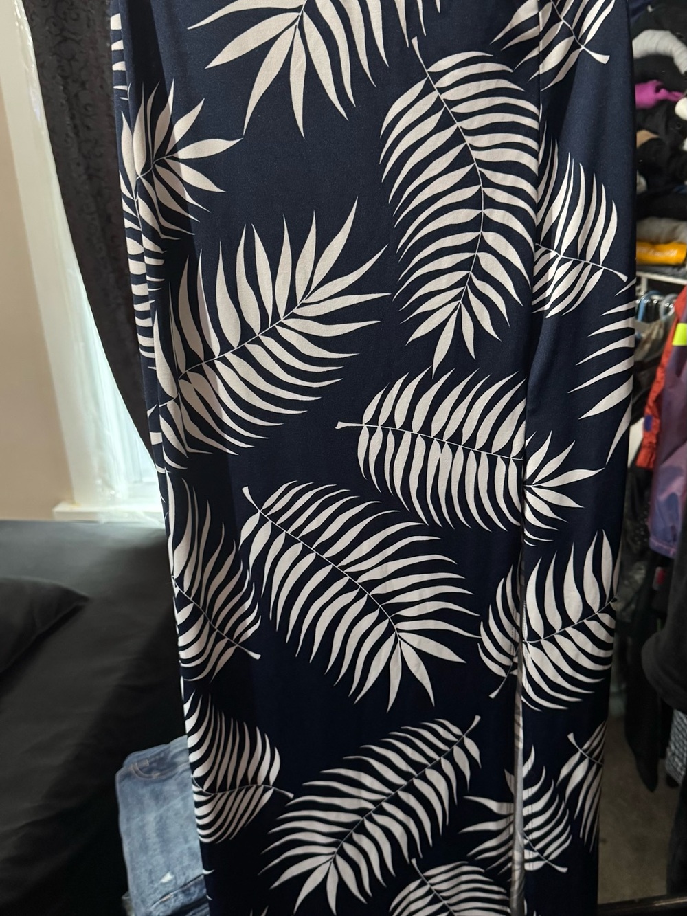 Windsor Navy and White Maxi Skirt with Tropical Leaf Print